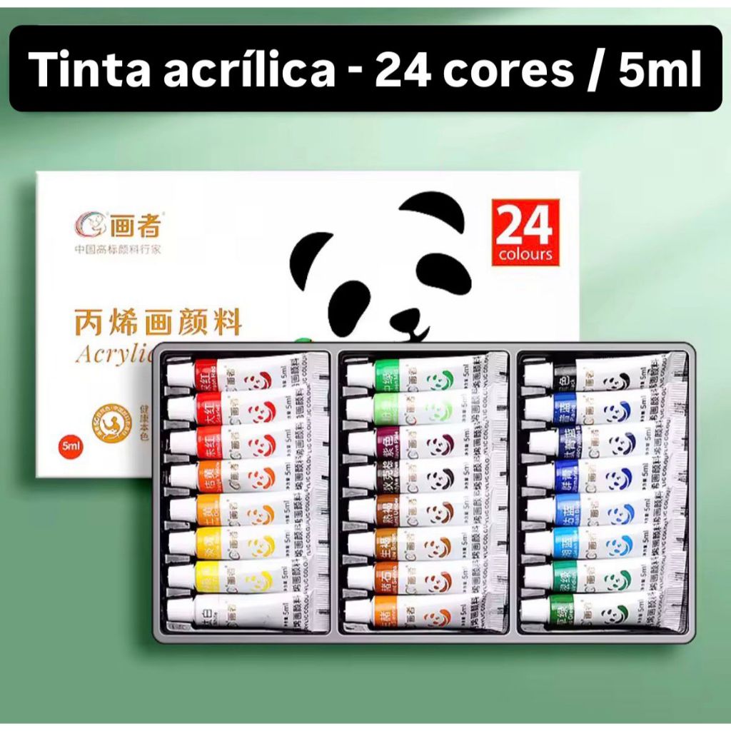 KIT 24 TINTAS ACRÍLICAS 5ml - KIT TINTAS ACRÍLICAS VIBRANTES PROFISSIONAL