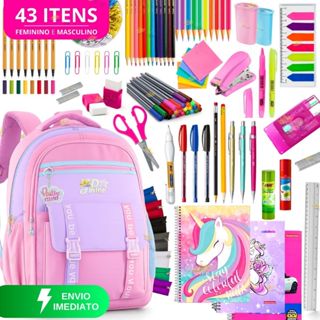 Kit Material Escolar Menina Completo Com ou Sem Mochila Feminina Escolar Material Estojo Escolar Feminino em Oferta na Shopee