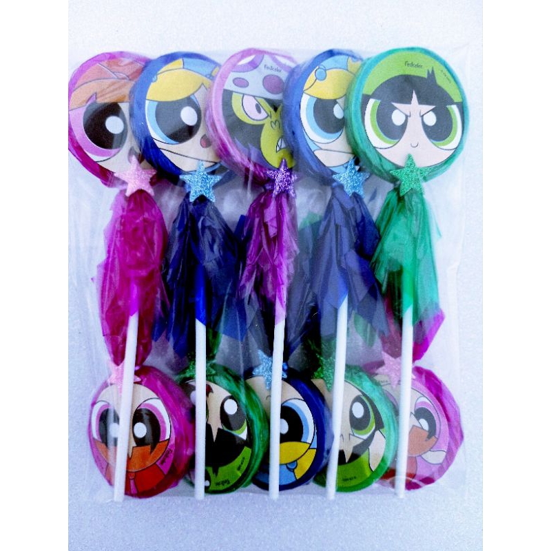 Pirulitos personalizados Meninas Super Poderosas, com 10 unidades Lembrancinhas Festas