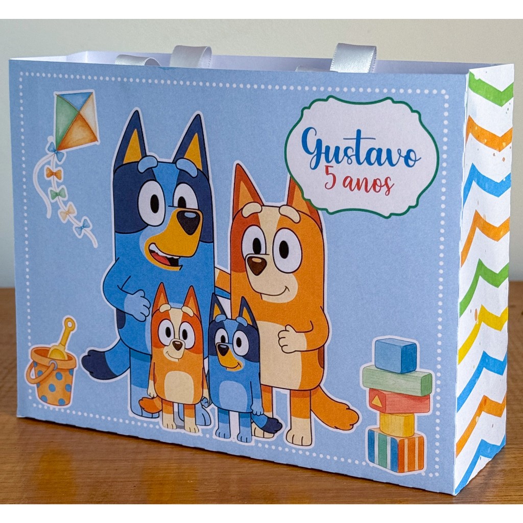 Sacolinha Surpresa Personalizada Lembrancinha  BLUEY PEGUE E MONTE