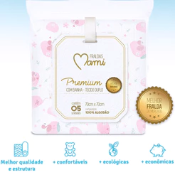 KIT 5 FRALDAS MAMI PREMIUM/LUXO COM BAINHA 70x70cm