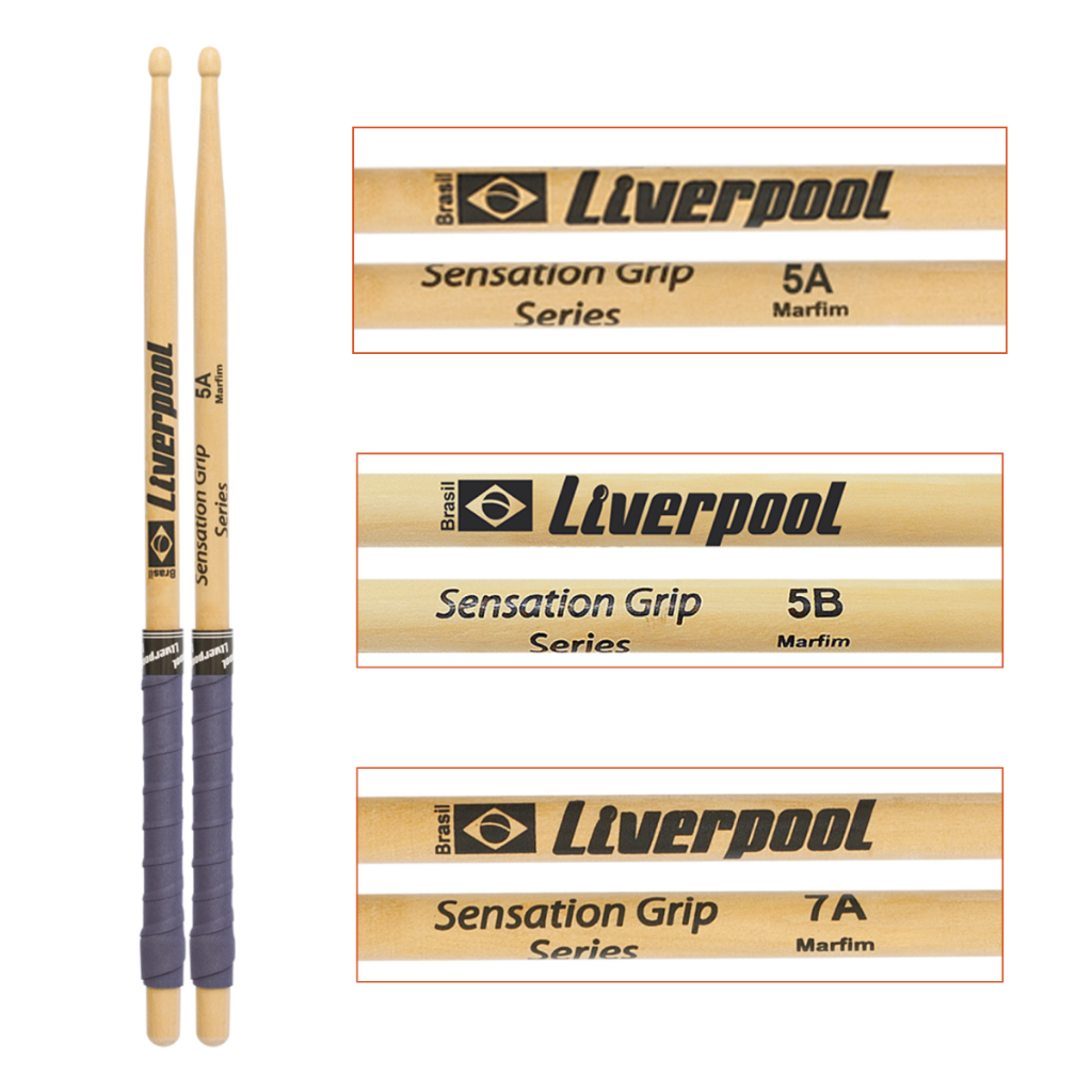 Par Baquetas Liverpool EVA - Sensation Grip Series 7A 5A 5B Ponta de Madeira - Marfim
