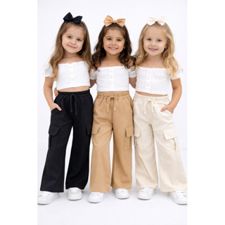 Calça Alfaiataria Infantil e Juvenil 4 a 16 Anos Moda Blogueirinha Wide Leg em Oferta na Shopee