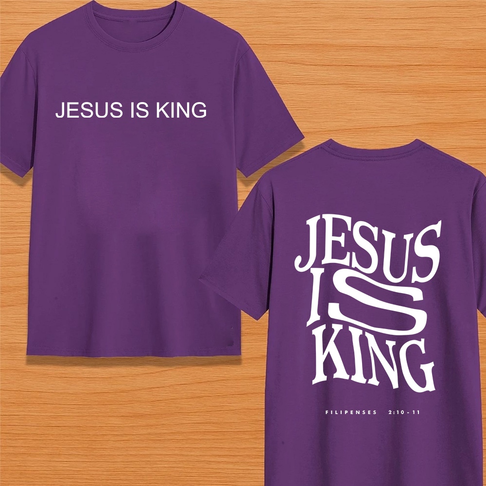 Camiseta Premium Jesus Is King Confortavel Unissex Religiosa Estampada Slim 100% Algodao