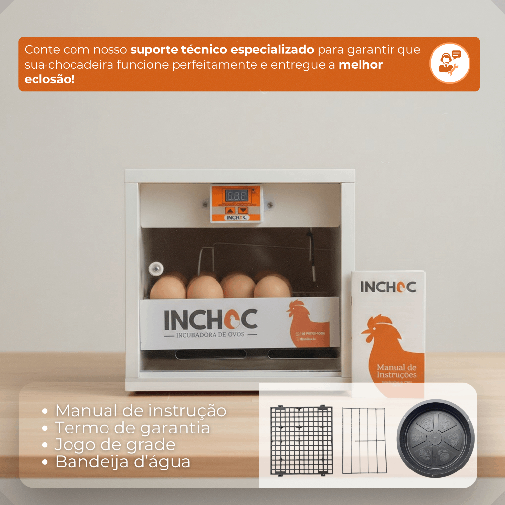 Chocadeira para 12 a 15 ovos de galinha rolagem manual termostato configurado pronta p/ uso eletrica