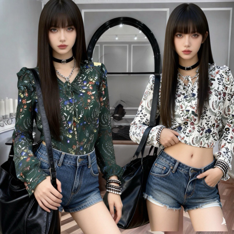 BLUSA CAMISA FEMININA LYCRA ESTICA BEM MANGA  LONGA \JZ MODA  \M6033\BLUSA