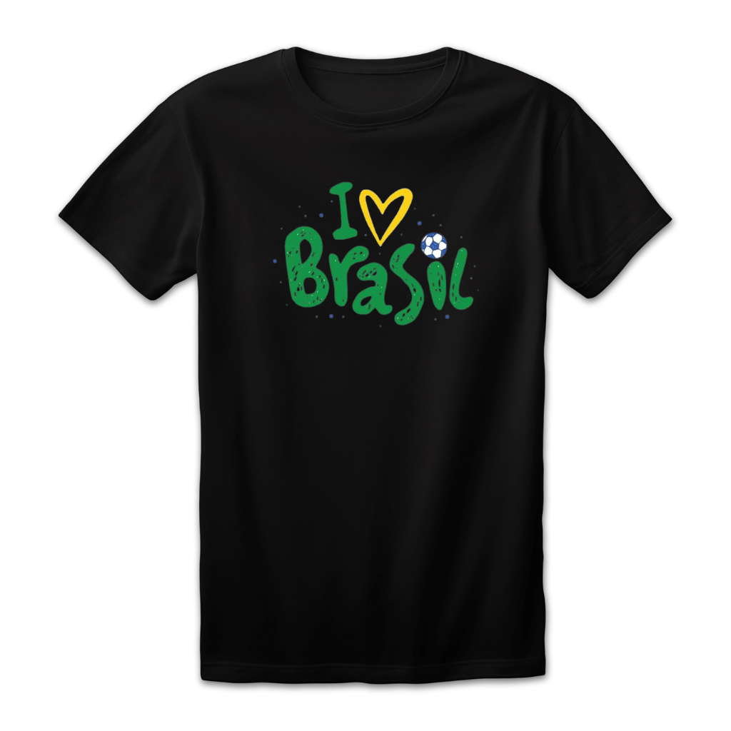 Camiseta Unissex Estampa I Love Brasil Copa Do Mundo 2026 Algodão Conforto Verão Dia Casual Promoção