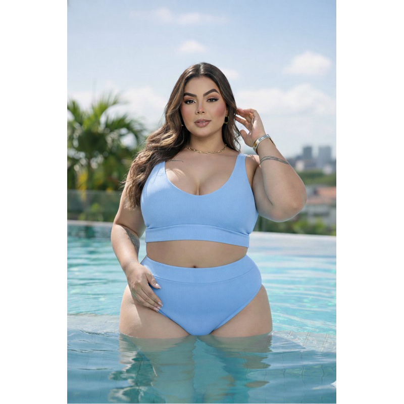 Conjunto modinha biquini modelado plus size surpe grande MAIS VENDIDO elegante top cropped blusa gra