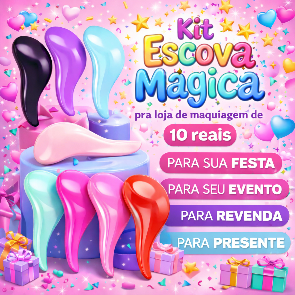 Kit 10 Escovas Mágicas - Desembaraçadora