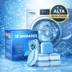KIT 4/12 Pastilhas para Limpeza de Máquinas de Lavar Roupas Efervescentes Multifuncional
