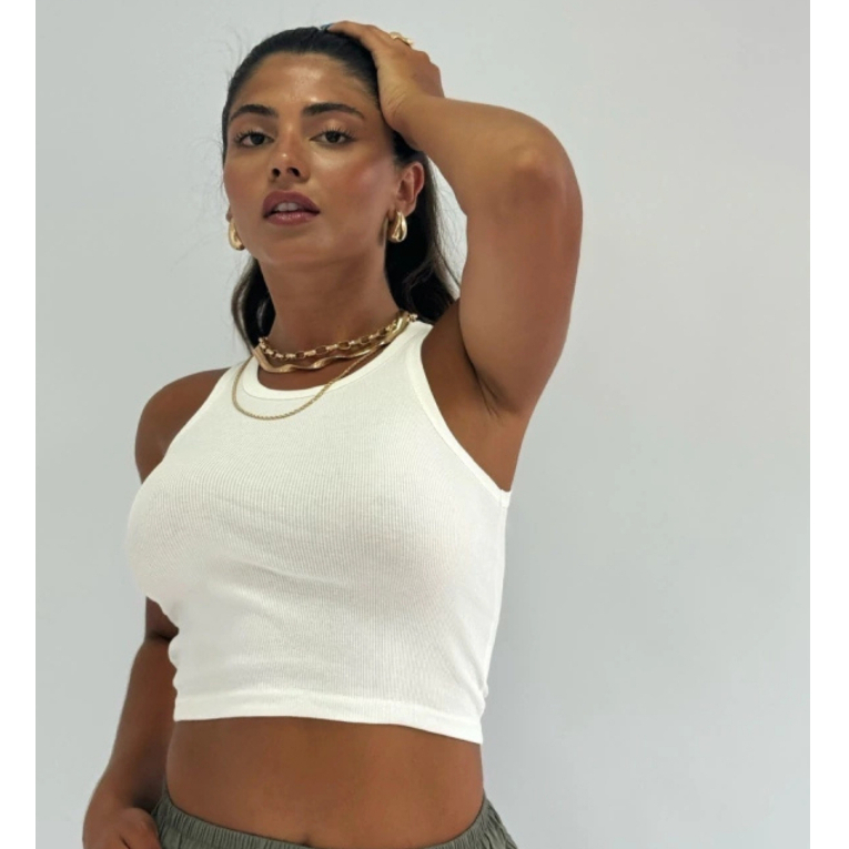 Cropped Canelado Top Feminino Blusa Feminina Ribana Moda Blogueira Promoção Tendencia
