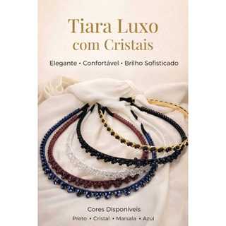 Tiara de cabelo feminina metal com cristais Brilho Luxo elegante Arquinho de cabelo