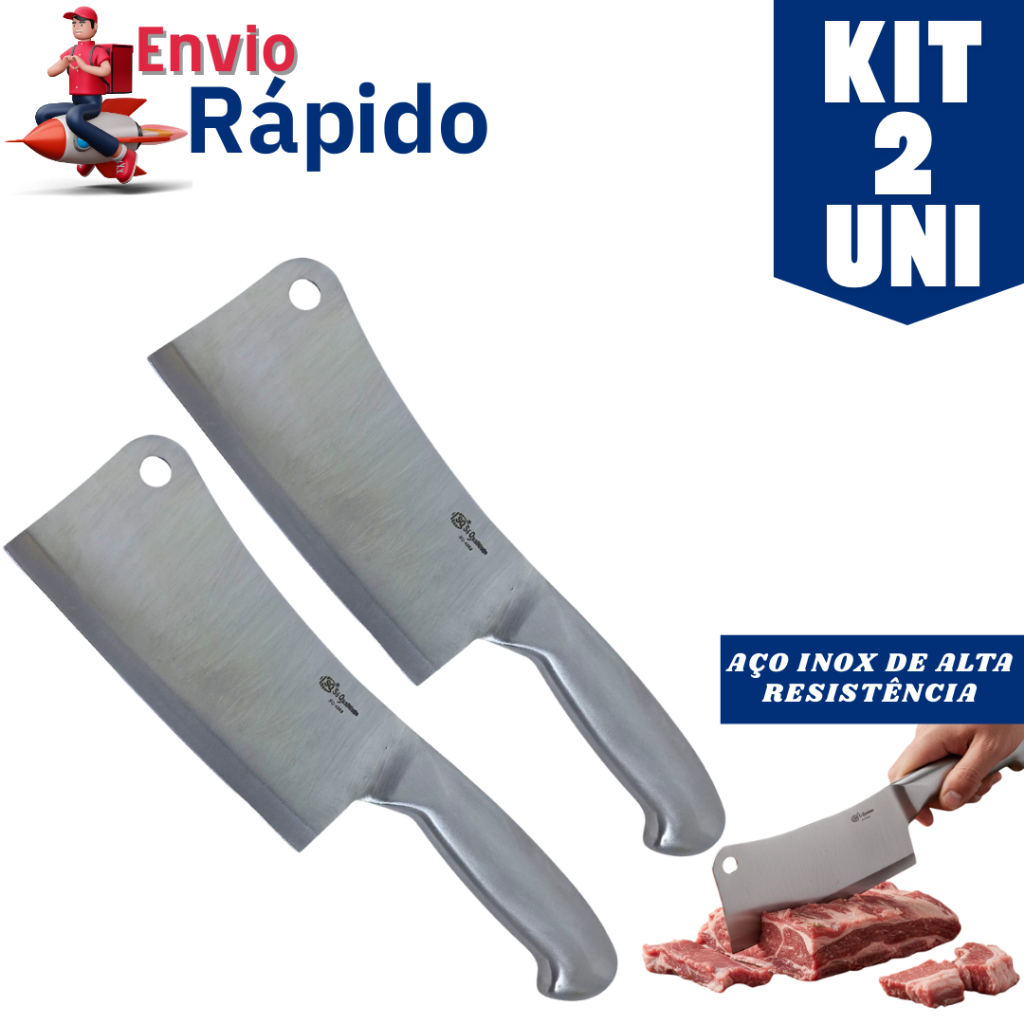 Kit 02 Cutelo Profissional 6" Açougueiro Cozinha Inox Texas Gourmet Entre as melhores facas de cozinha Linha Premium