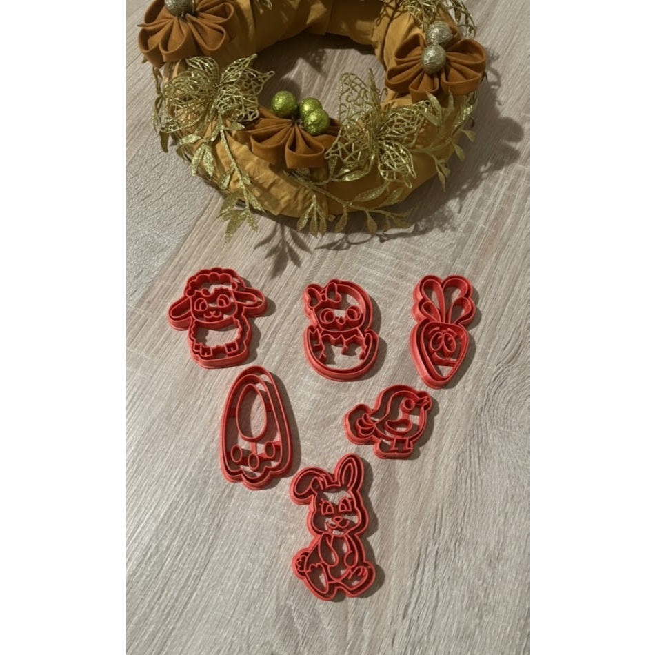 Kit 6 Molde Cortador E Marcado Biscoito Cookie Pascoa