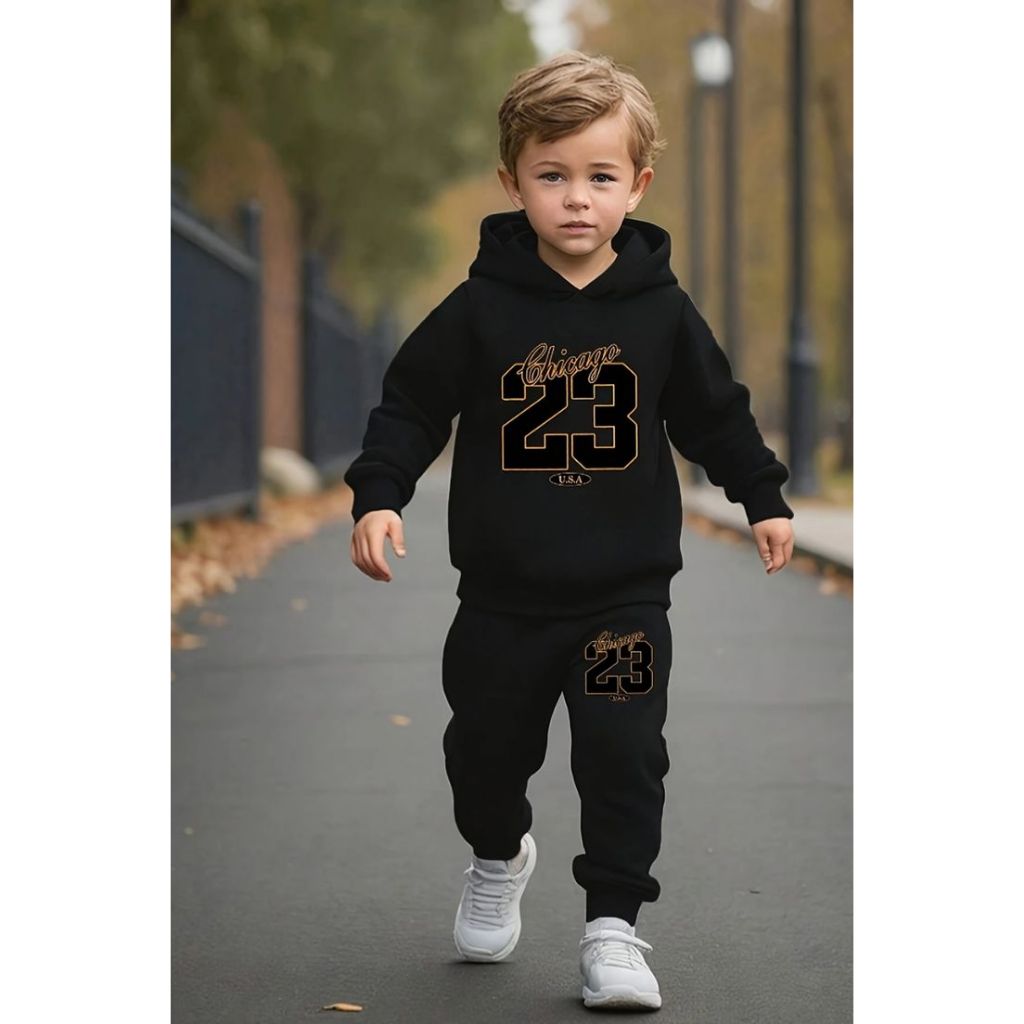 Conjunto Moletom Infantil Menino Inverno Estiloso com Capuz e Estampa Varios tamanhos 2 ao 8