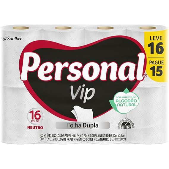 Personal Papel Higiênico Vip Folha Dupla, 16 Unidades Branco