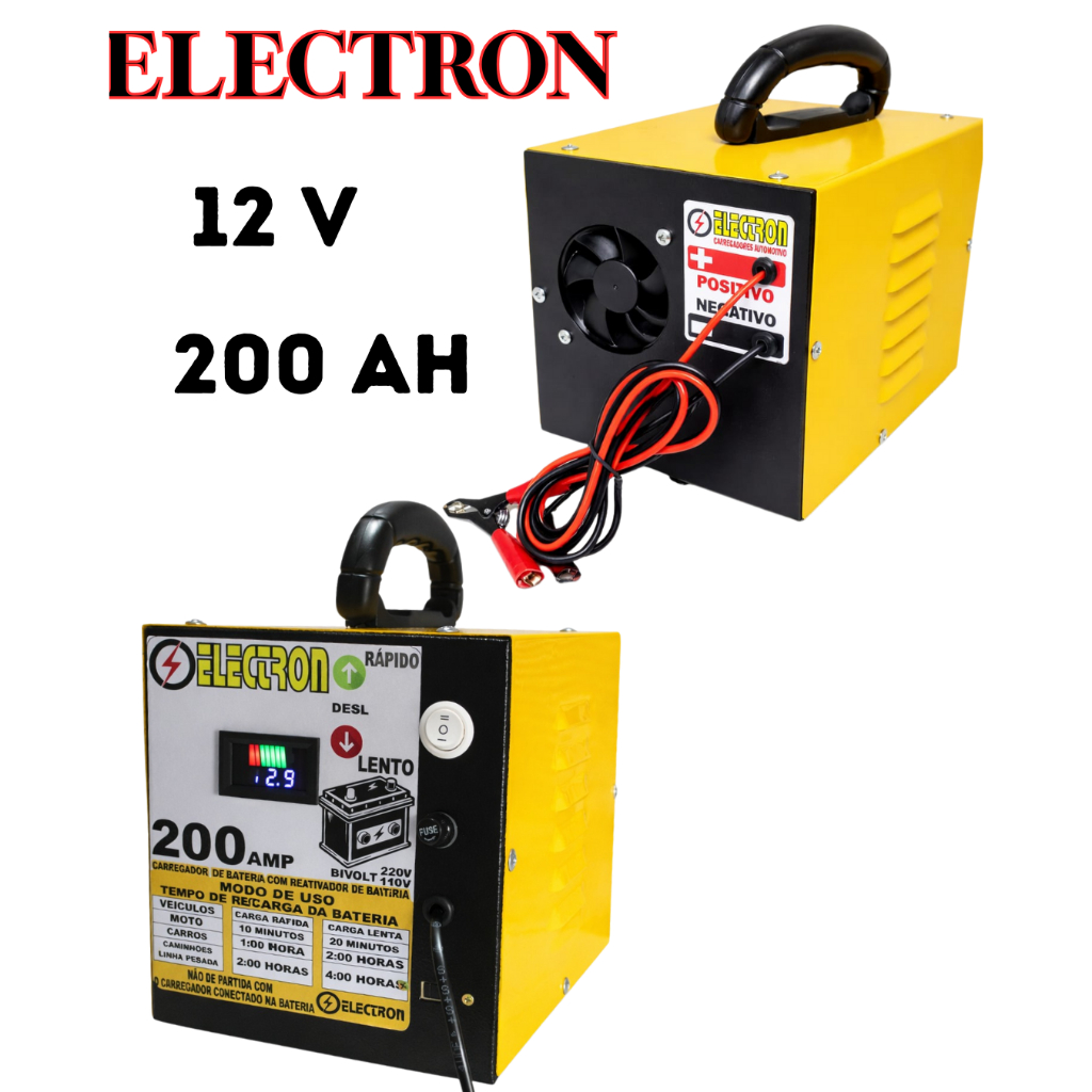 Carregador De Bateria BIVOLT. 12v Carro Moto Caminhão Náutica até 300 amperes CBV 20ah