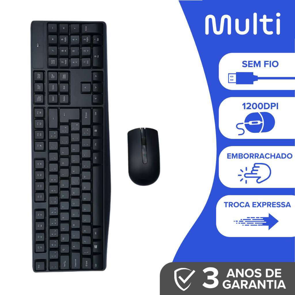 Kit Teclado e Mouse Multilaser Portátil 2.4ghz Sem Fio Wireless Pc Teclas Macias TC269 *ENVIO NO MESMO DIA UTIL* em Oferta na Shopee