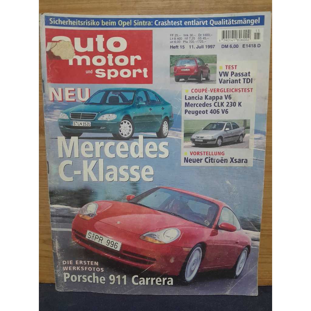 REVISTA AUTO MOTOR UND SPORT – ALEMANHA / EDIÇÃO 15 – 11/07/1997 / PUBLICAÇÃO ALEMÃ DE REFERÊNCIA EM JORNALISMO AUTOMOTI
