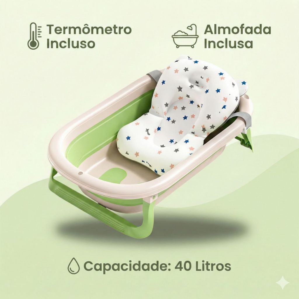 Banheira Infantil Dobrável Bebê Grande ComTermômetro e Almofada Portátil Infantil Menino Menina em Oferta na Shopee