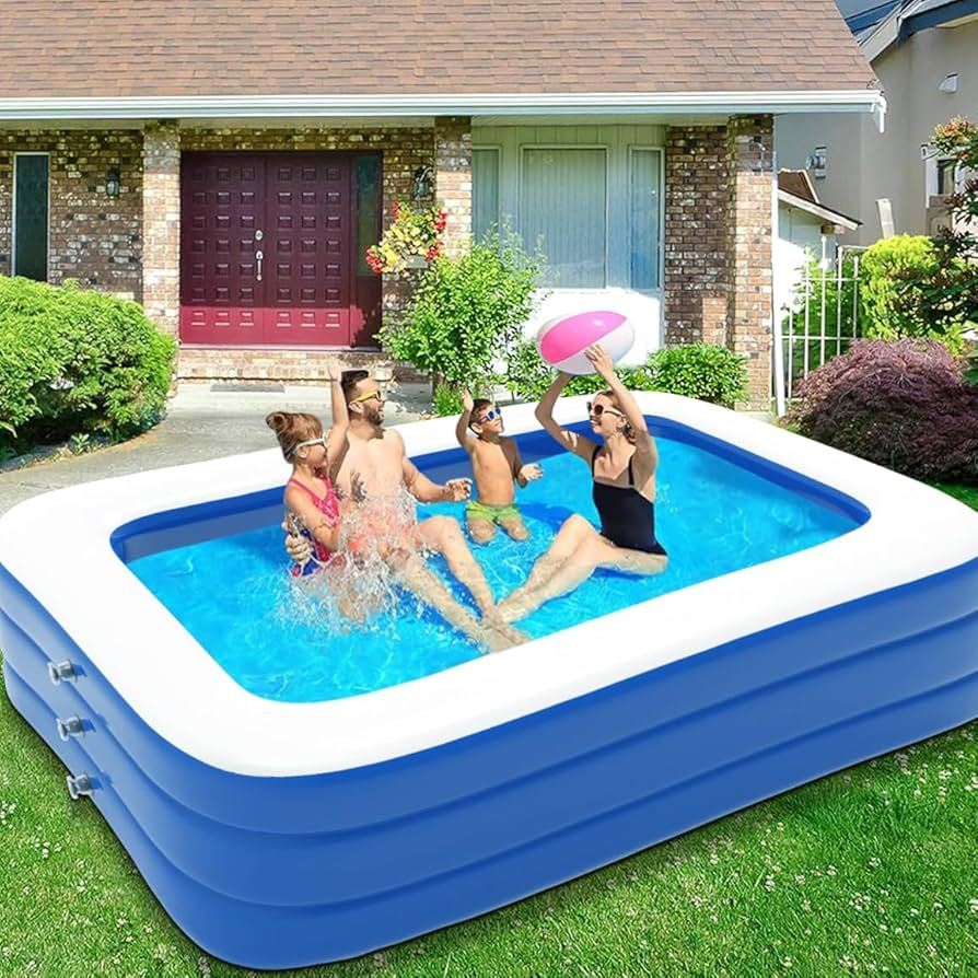 Piscina Inflável Retangular Infantil 3 Anéis 2.6m 1300L  Piscina Inflável Playground Swimming Pool Adulto Piscina Grande