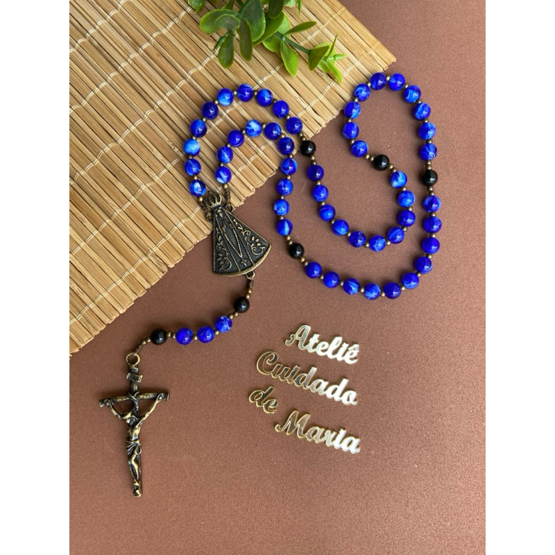 Terço Nossa Senhora Aparecida - Terço Artesanal - Rosário Oração Devoção Aparecida Católicos Quaresma Fé