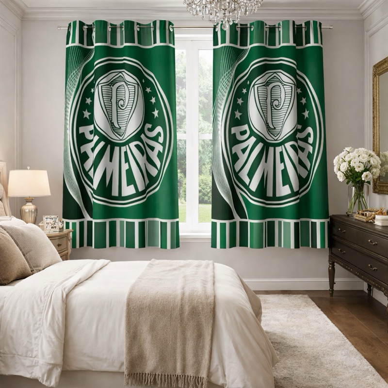 Cortina Personalizada De Time Futebol Brasileiro Estampa Palmeiras em Oferta na Shopee