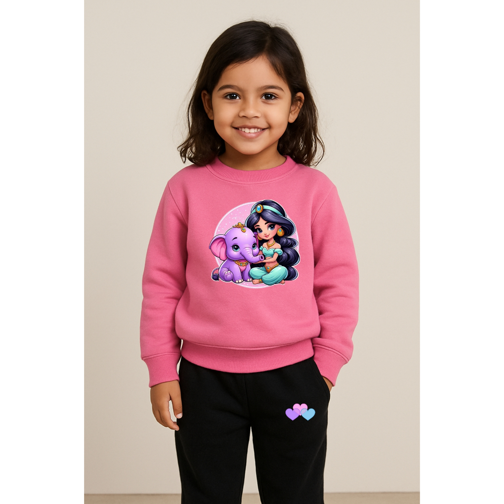 Conjunto Moletom Infantil Feminino Gola Redonda Estiloso Super Quentinho E confortavel Inverno