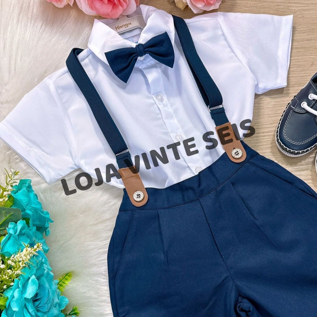 Conjunto Social Azul Marinho Infantil Menino Pajem Casamento Formatura Festa Aniversário Batizado 1 ao 12 anos