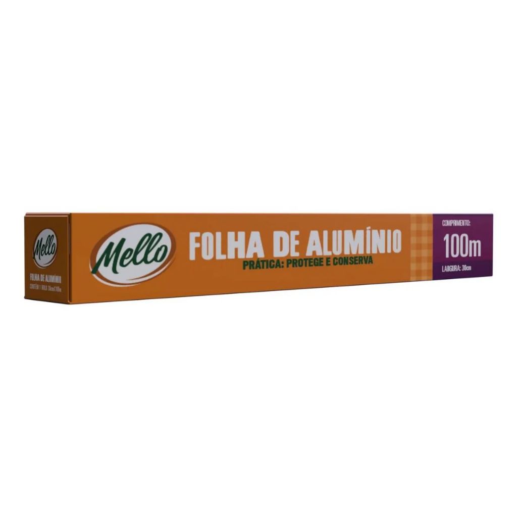 Rolo Folha De Papel Alumínio Mello 30cm X 100m Com Serrilha
