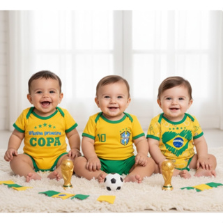 Body Bebe Brasil Temático Mêsversario Copa do Mundo - Seleção Brasileira - Copa do Mundo - em Oferta na Shopee