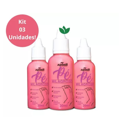 Kit 3 Unidades PÉ MILAGROSO Hidratante 30ml APINIL em Oferta na Shopee