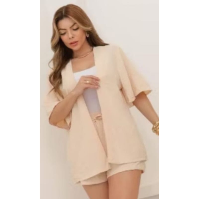 CONJUNTO KIMONO FEMENINO DE 2 PESAS EN TECIDO DUNA