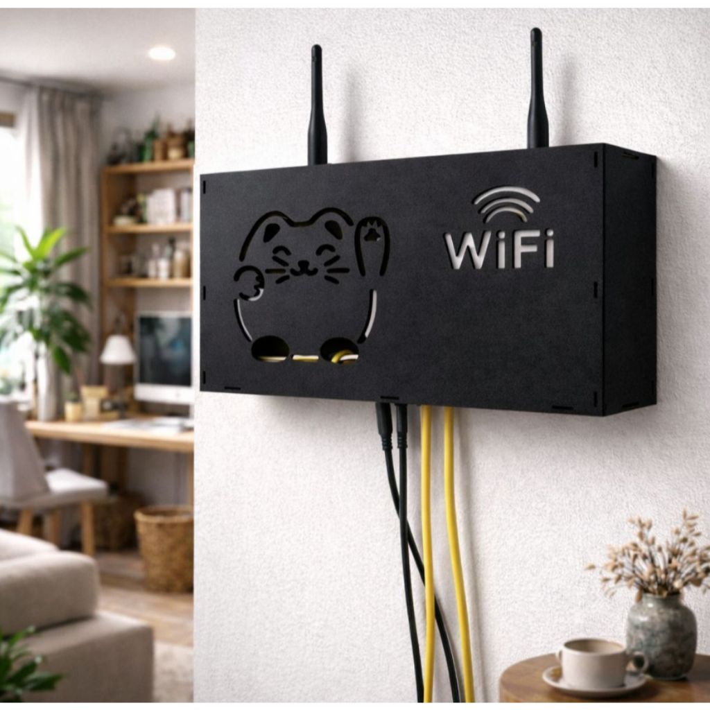 Suporte Para Roteador Wi-Fi e Modem Em MDF Organizador