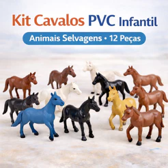Kit Brinquedo Cavalos de PVC – Infantil 12 Peças cores variadas