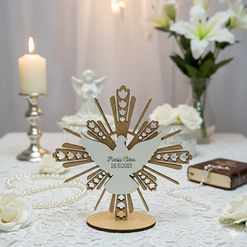 Divino Espírito Santo em mdf personalizado Lembrancinha Eucaristia Divino Espirito Santo shopee full