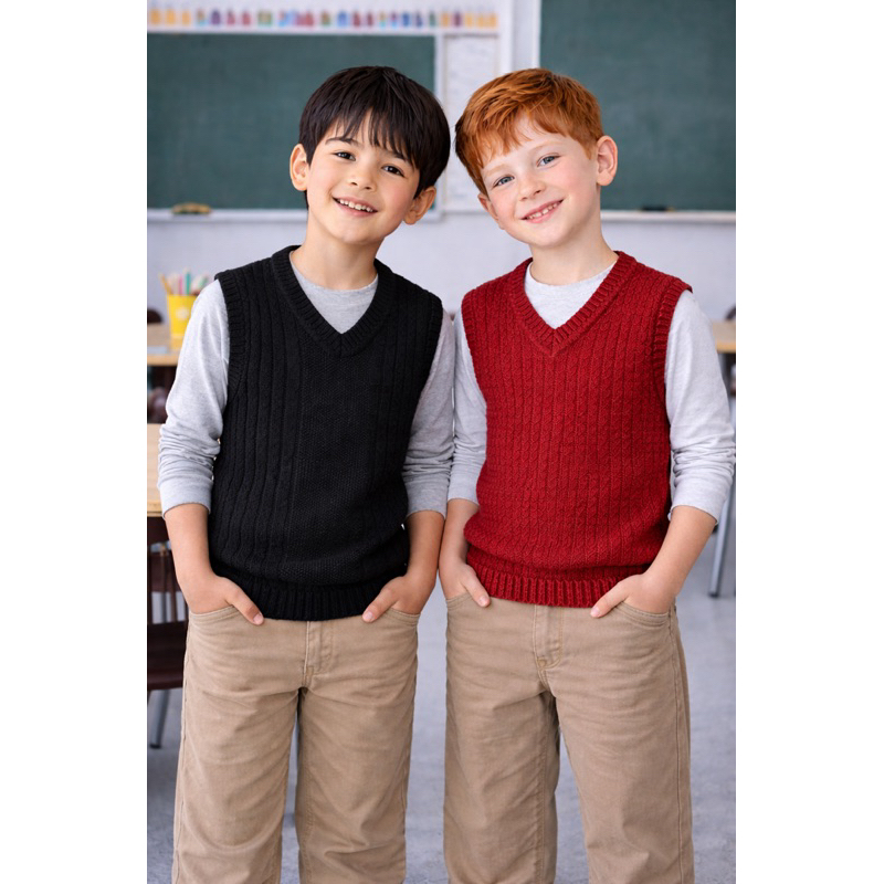 KIT 2, 3 ou 4 Blusa Colete Suéter Infantil unissex Gola V Confortável Casual Escola Igreja Inve