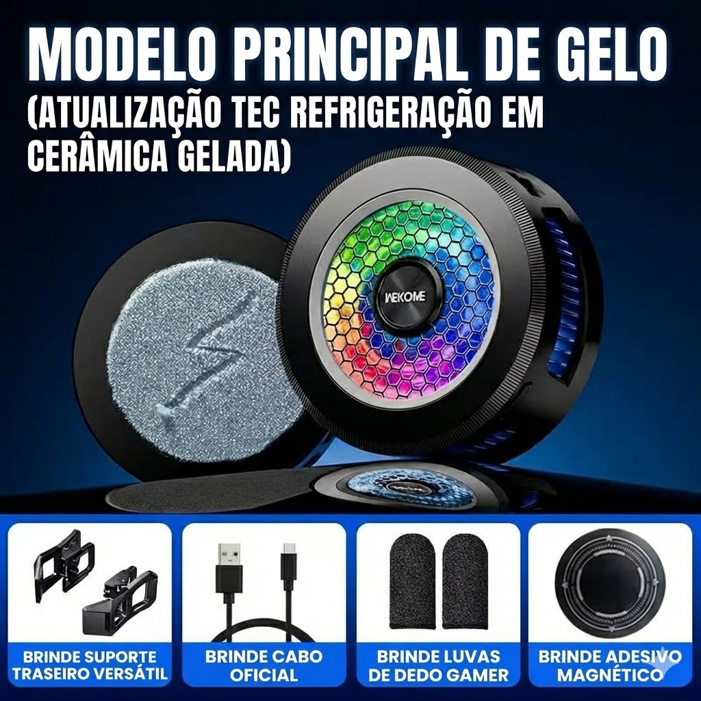 AL19 Cooler Magnetico para Celular Universal Efeito Gelo RGB Luz Corrida Vento Forte Portatil Gamer