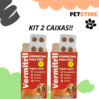 Vermitril Caes Anti Pulgas Carrapatos Vermes Sarnas  3mg 4 Comprimidos Trata 15kg em Oferta na Shopee
