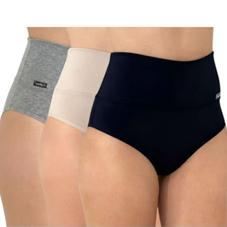 Kit Calcinha Cintura Alta Segura Barriga Cós Duplo Cinta Modeladora em Oferta na Shopee