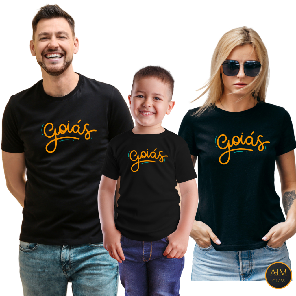 Kit Familia Camiseta Goias Estado Cidade Blusa 100% Algodão Premium Envio Imediato