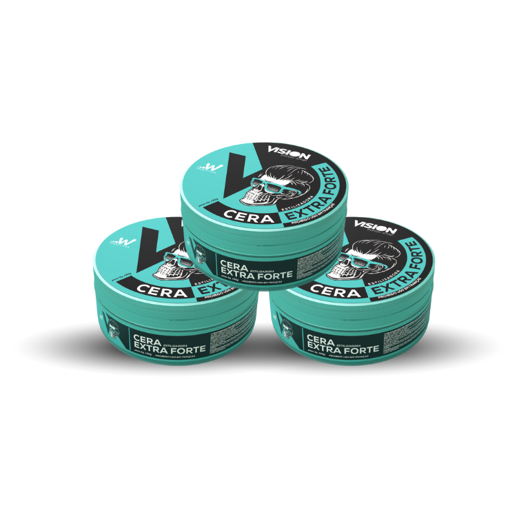 Kit 3 Cera Pomada Modeladora Vision Barber Shop 130g Barba Cabelo Bigode