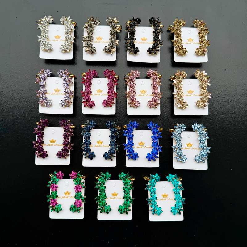 Brinco Earcuff de Festa Verde Pink Rosa Dourado Cristal Roxo Lavanda Azul Marinho Serenity Safira Turquesa Chumbo furta
