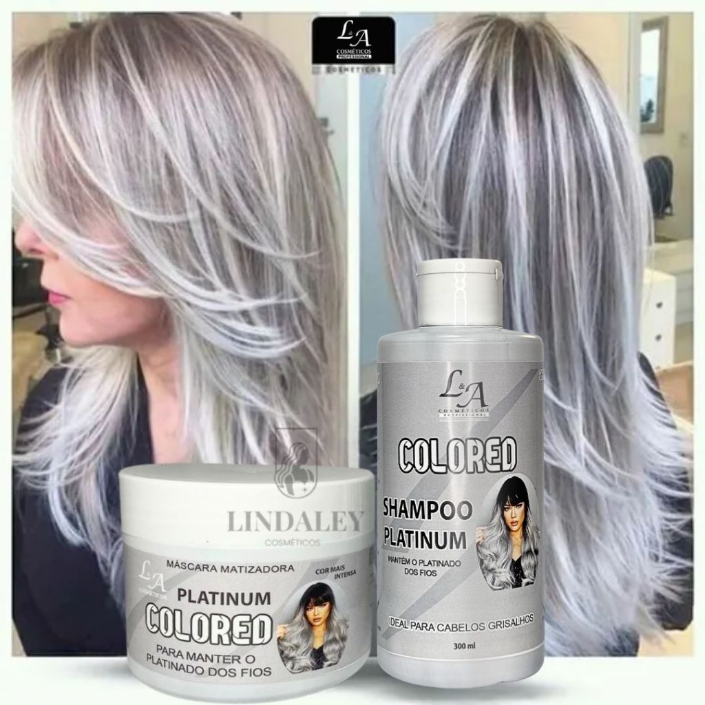 Kit Matizador Platinum Efeito Platinado - S/ Amônia - Resultado 100% Natural La cosméticos 300ml em Oferta na Shopee