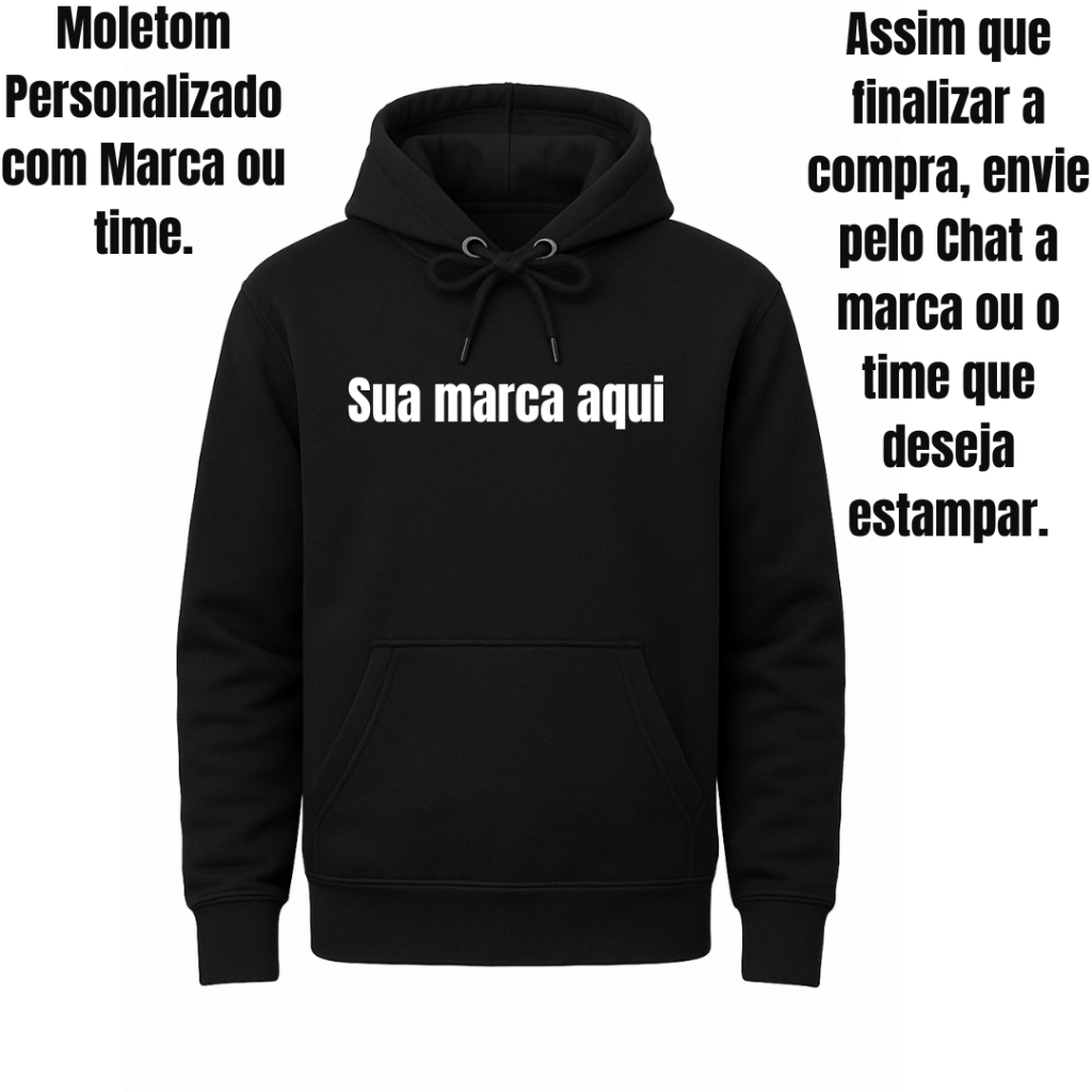 Blusa Moletom Unissex Personalizado Apenas na frente Com Marca ou Time Moletom Flanelado