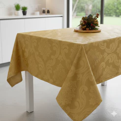 Toalha de Mesa Jacquard 1,40cm x1,40cm p/Cozinha/Sala de Jantar/Eventos 4 Lugares Tecido Elegante.