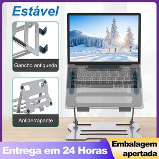 Base para Notebook Giratória 360° em Alumínio Ajustável Estável para Laptop 10 a 17 Polegadas