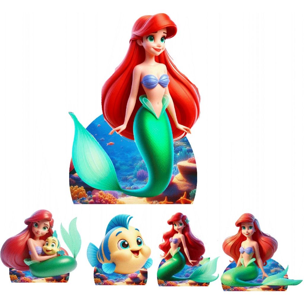 KIT DISPLAY PEQUENA SEREIA-MDF-DEECORAÇÃO DE FESTA PEQUENA SEREIA-ARIEL