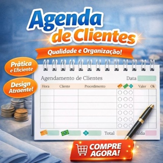 AGENDA - AGENDAMENTO DE CLIENTES - TAMANHO 15X10cm - 160 Páginas (80 Folhas) em Oferta na Shopee