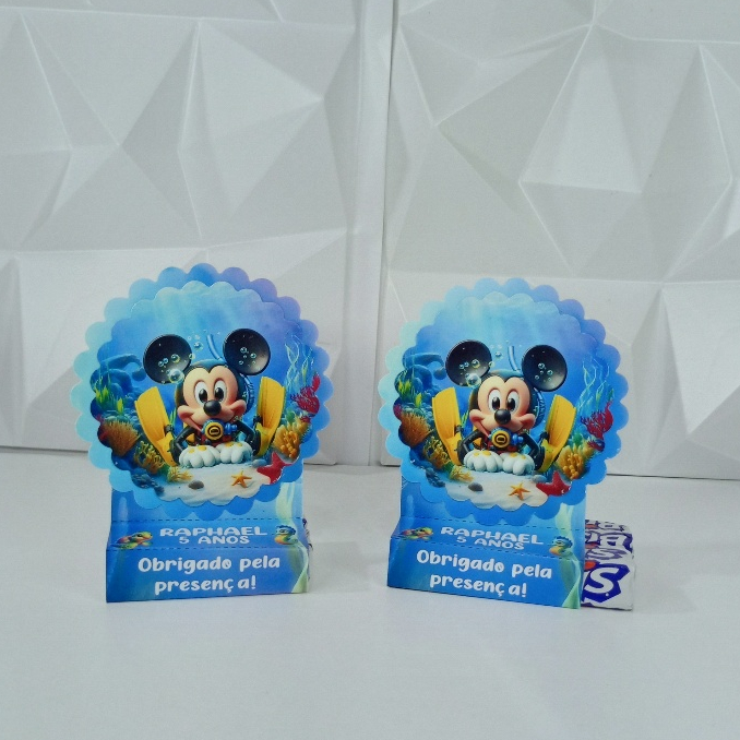 Porta Bis Duplo Mickey Fundo do Mar - personalizado festa infantil, lembrancinha de aniversário.